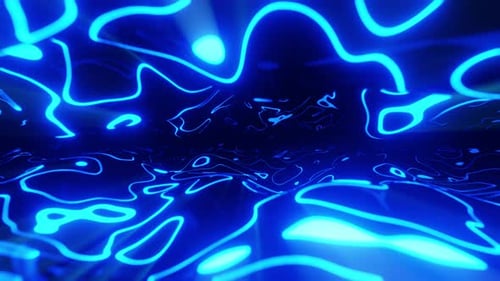 Abstract Blue Neon Lines Flowing Digital Motion Background