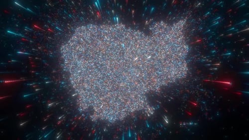 Futuristic Cambodia Particle Map with Data Flow Streaks