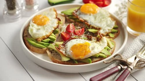 Avocado Toast with Fried Eggs for Brunch