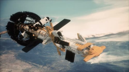 Advanced Space Station Orbiting Planet Earth 3D Animation