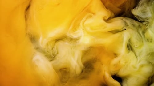 Yellow and White Ink Swirl Abstractly