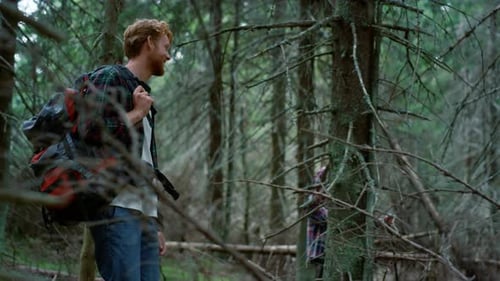 Hikers Walking in Summer Forest