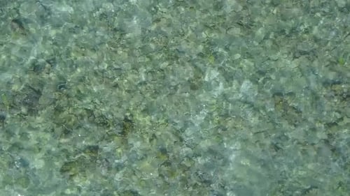 Drone view abstract of coast beach voyage by lagoon and sand background