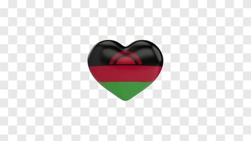 Malawi Flag on a Rotating 3D Heart