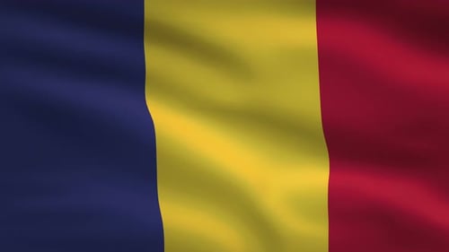 Seamless Loop Waving Romanian Flag Animation
