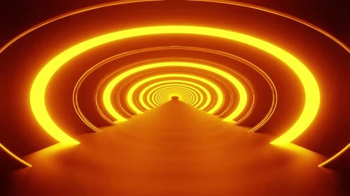 New Orange Circle Tunnel Vj Loop Background 4K