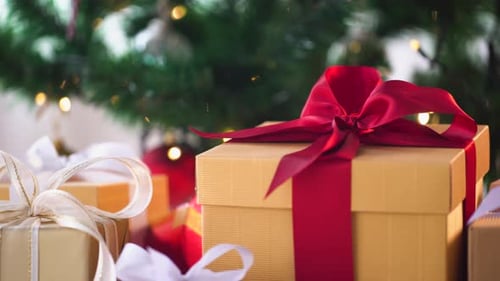 Christmas Presents Underneath Decorated Tree Festive Holiday