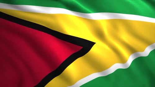 Realistic Waving Flag of Guyana With Detailed Fabric Texture