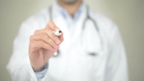 Doctor Writes Word Cream in Medical Setting