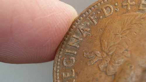 Close Up of Old Bronze Coin Edge