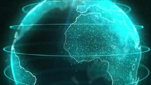 Futuristic Digital Earth Globe Rotation with Particle Network