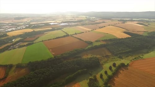 Aerial View of Verdant and Golden Farmland