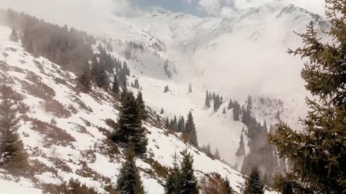 Aerial Landscape of Beautiful Winter Mountains