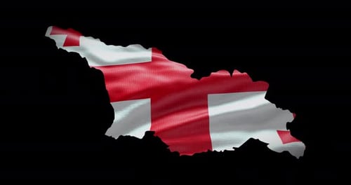 Georgia national flag background with country shape outline
