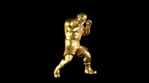 Animated Golden Boxer Figure in Boxing Pose