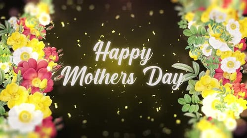 Happy Mothers Day Elegant Floral Greeting Animation