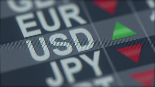 Animated Digital Display of Global Currency Exchange Rates