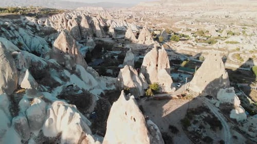 Aerial View of Fairy Chimneys Valleys in Cappadocia Nevsehir Turkey