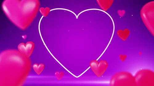 Romantic Glowing Hearts with Central Outline Frame