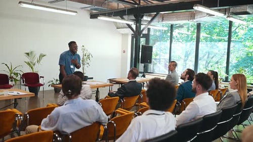 Business Presentation in a Modern Office Setting