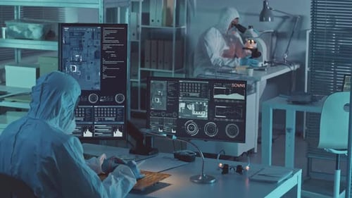 Scientists Working in Futuristic Medical Laboratory