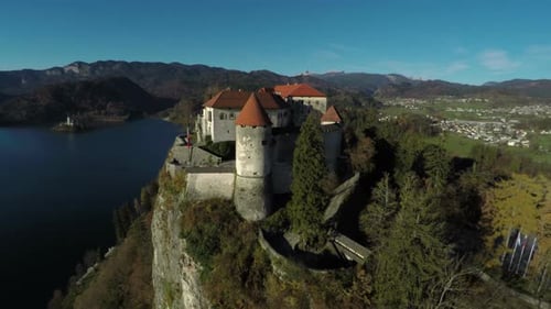 Aerial view of Bled castle