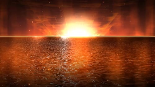 Animierter Hintergrund bei Sonnenuntergang im goldenen Wasser