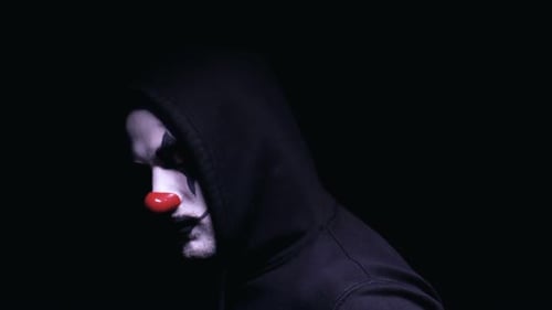 Scary Adult Clown with White Face Paint