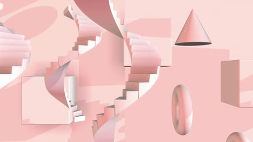 Abstract Pastel Geometric 3D Shapes Loop Background Animation