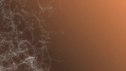 Linha de conexão de rede abstrata em movimento sobre fundo laranja escuro, tecnologia futurista de alta tecnologia