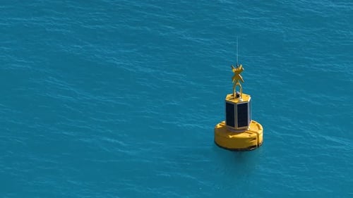 Modern Buoy on Sea Waves
