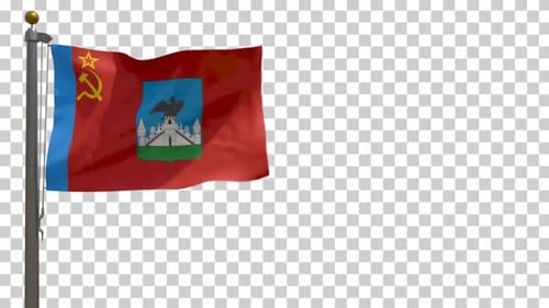 Waving Historical Soviet Flag with Vladivostok Emblem