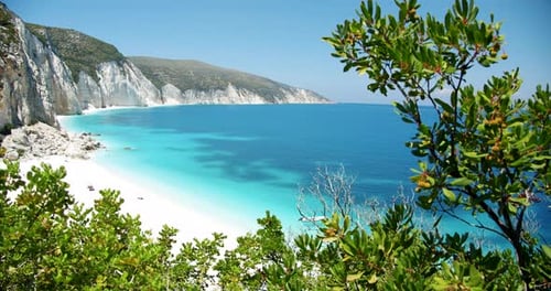 Secluded Fteri Beach on Keflaonia Island Greece