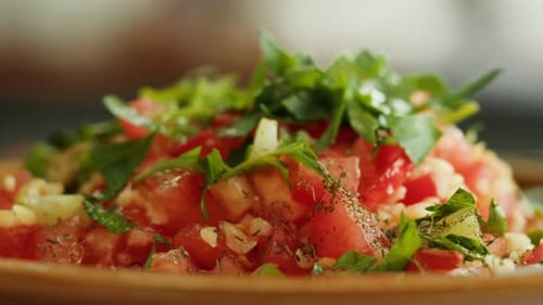 Close Up of Fresh Salad with Tomatoes