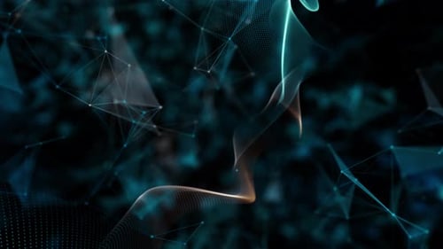 Abstract Digital Network Flowing Particles Background