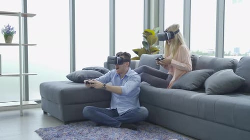 Couple Enjoys Virtual Reality Gaming at Home