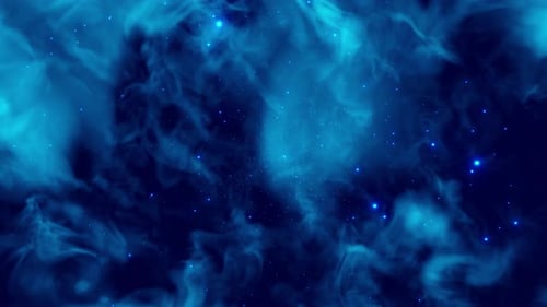 Boucle fluide de vol inversé à travers une nébuleuse et des étoiles rougeoyantes