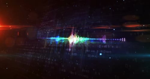Futuristic Digital Audio Visualizer with Code Background
