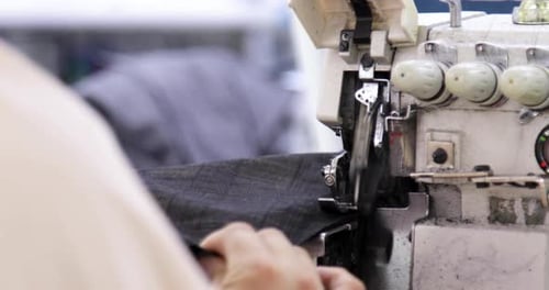 Sewing Machine Stitching Fabric Close Up