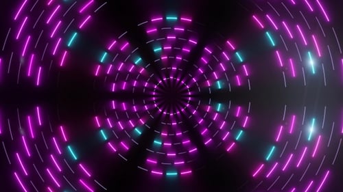 Abstract Neon Geometric Light Tunnel Loop Background
