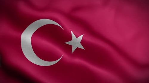 Waving Flag of Turkey with Crescent and Star