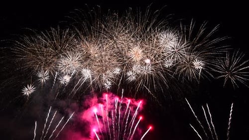 Celebration Greeting Beautiful Fireworks Colourful Fireworks Abstract Background Anniversary