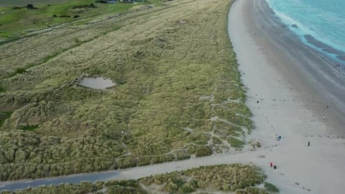 Aerial view over Irish textured landscape.