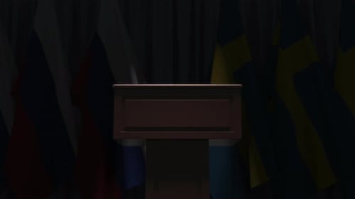 Many Flags of Sweden and Russia