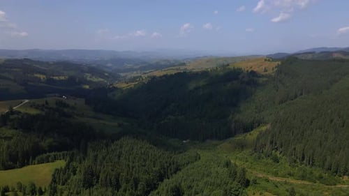 Aerial view of the beautiful mountain and forest in spring, Carpathian mountains, Ukraine