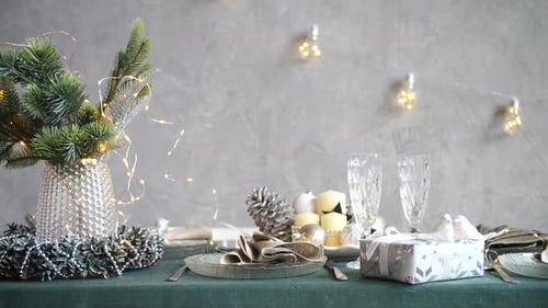 Elegant Christmas Table Setting with Festive Decor
