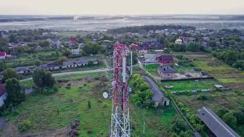 Antenna Receiver on Cell Tower with 5G Base Station Transceiver