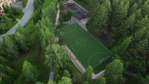 Aerial View of the Football and Basketball Courts