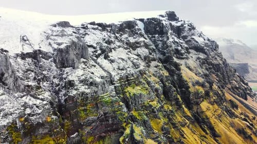 Icelandic Volcanic Mountain Landscape with Snow Wild Winter Untouched Inaccessible Nature Snow