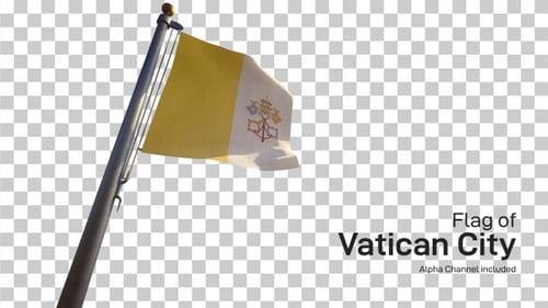 Vatican City Flag Waving with Alpha Channel